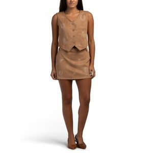 Le Lis 2 Piece Carmel Tan Vest Skirt Set